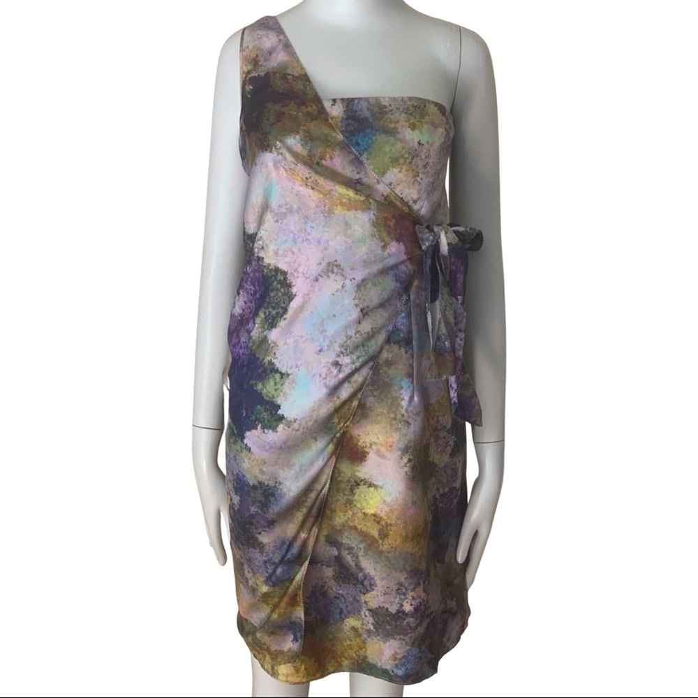 NWT SACHIN + BABI Silk Monet Ankasa Vickie Dress One Shoulder Wrap Pastel Size 4 - Picture 2 of 16